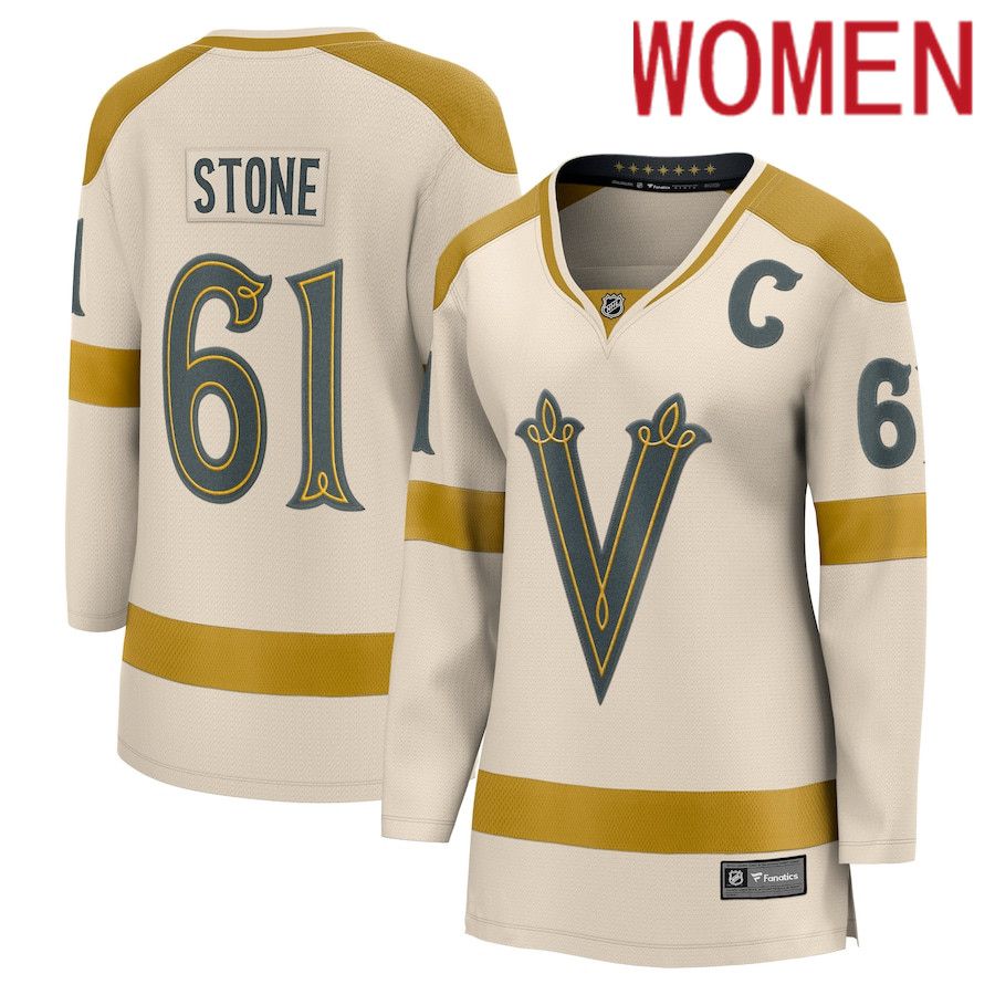Women Vegas Golden Knights 61 Mark Stone Fanatics Branded Cream 2024 NHL Winter Classic Breakaway Player Jersey